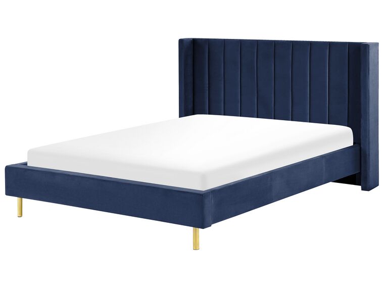 Velvet EU King Size Bed Navy Blue VILLETTE_832616
