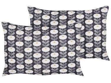Set of 2 Outdoor Cushions Geometric Pattern 40 x 60 cm Grey VALSORDA