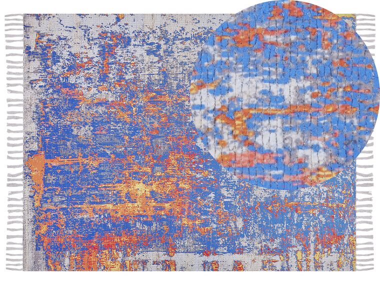 Teppich mehrfarbig 150 x 230 cm abstraktes Muster Fransen Kurzflor ACARLAR_817371
