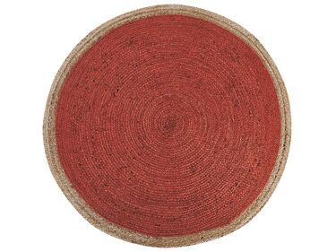 Okrúhly jutový koberec ⌀ 120 cm koralovočervený MENEMEN
