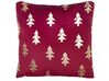 Set of 2 Velvet Cushions Christmas Tree Pattern 45 x 45 cm Red CUPID_814118