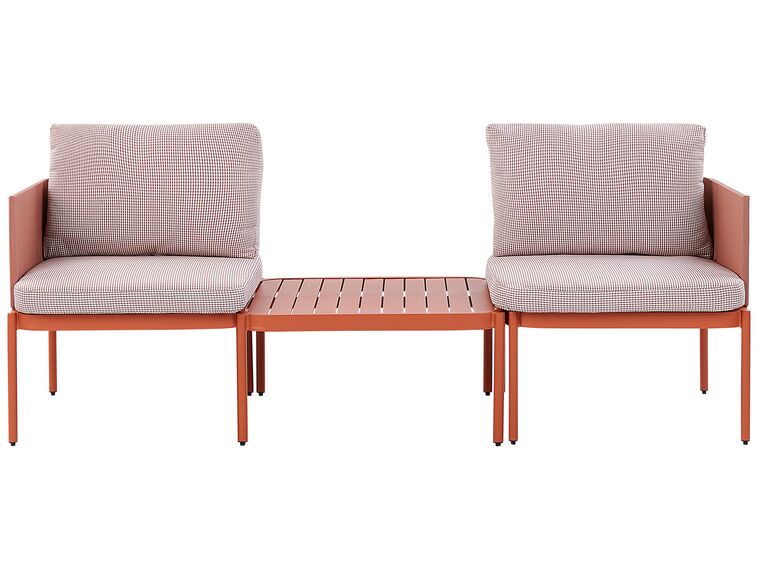 Lounge Set Aluminium orange 2-Sitzer modular Auflagen orange-weiss TERRACINA_826661
