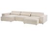 Right Hand 3 Seater Modular Velvet Corner Sofa with Ottoman Beige HELLNAR_911150