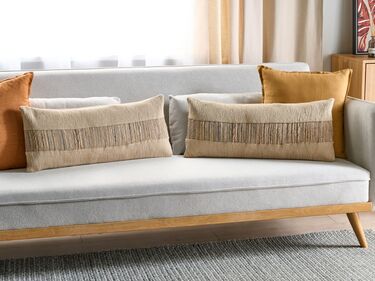 Set of 2 Jute Cushions 30 x 70 cm Beige LUINA