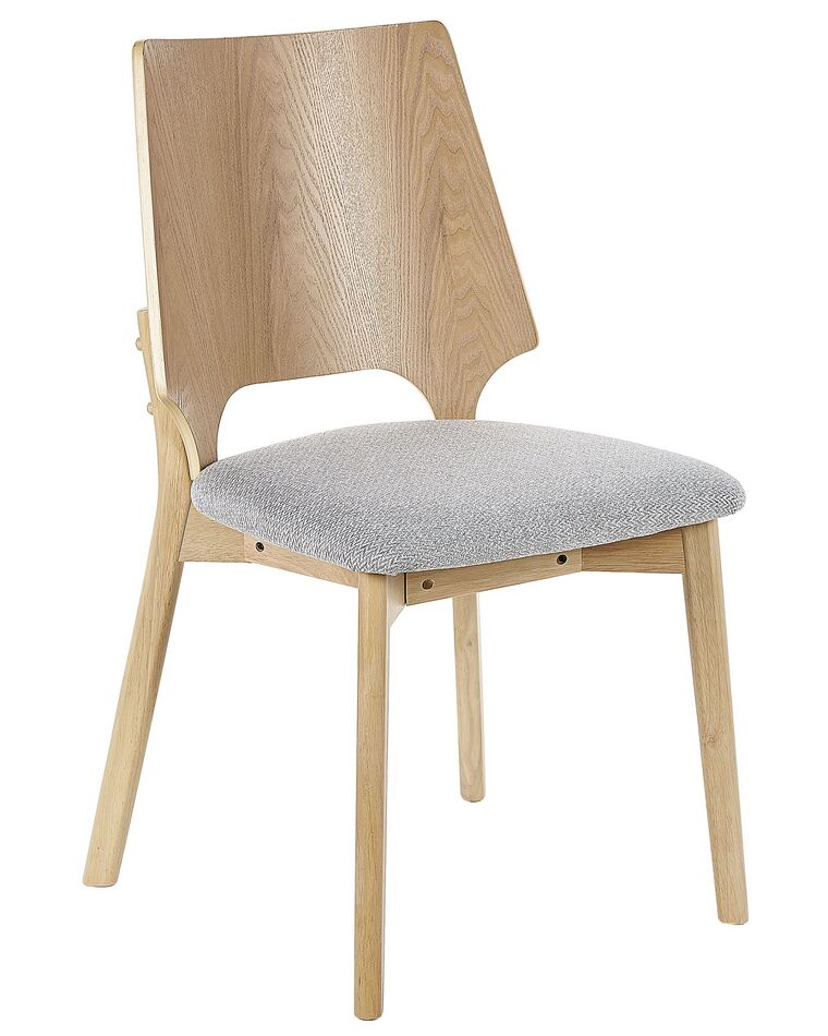 Set of 2 Dining Chairs Light Wood and Grey ABEE Beliani.co.uk