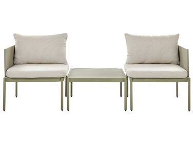 Lounge Set Aluminium olivgrün 2-Sitzer modular Auflagen olivgrün-weiß TERRACINA