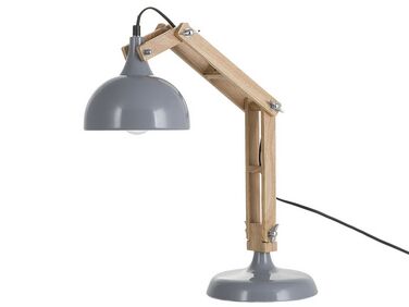 Lampka biurkowa regulowana drewniana szara SALADO