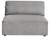 Sofá de canto modular 3 lugares com repousa-pés em tecido cinzento à direita HELLNAR_912015