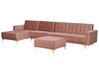 Right Hand Modular Velvet Sofa with Ottoman Pink ABERDEEN_750130