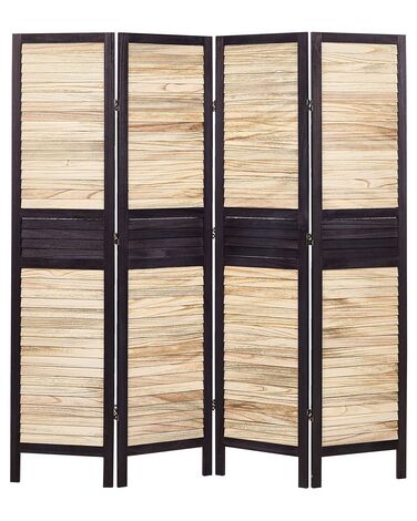 Wooden Folding 4 Panel Room Divider 170 x 164 cm Light Wood BRENNERBAD