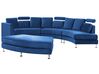 7 Seater Curved Modular Velvet Sofa Navy Blue ROTUNDE_793553