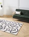 Teppich Viskose weiß / schwarz 160 x 200 cm abstraktes Muster Kurzflor KAPPAR_903981