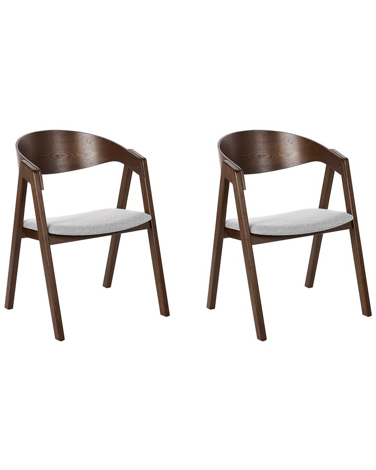 Conjunto de 2 cadeiras em madeira escura e assento cinzento YUBA_837219