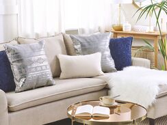 Koristetyyny puuvilla hopea geometrinen kuvio 50 x 50 cm 2 kpl OUJDA