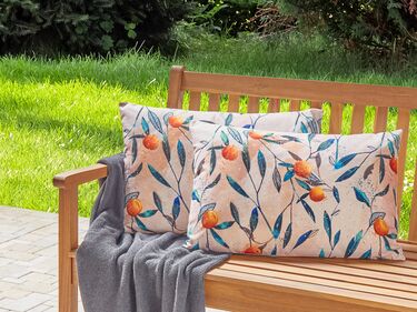 Set of 2 Outdoor Cushions Leaf Motif 40 x 60 cm Multicolour PIALPETTA