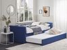 Tagesbett ausziehbar Leinenoptik marineblau Lattenrost 90 x 200 cm LIBOURNE_847846