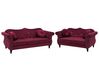 Conjunto de sofás com 5 lugares em veludo vermelho escuro SKIEN_743274