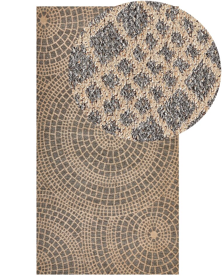 Teppich Jute beige / grau 80 x 150 cm geometrisches Muster Kurzflor ARIBA_852795