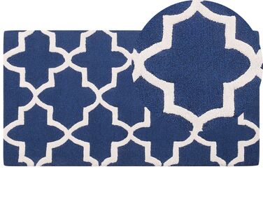 Teppich blau 80 x 150 cm marokkanisches Muster Kurzflor SILVAN