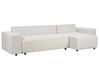Canapé-lit d'angle à gauche avec rangement en tissu beige clair LUSPA_900900