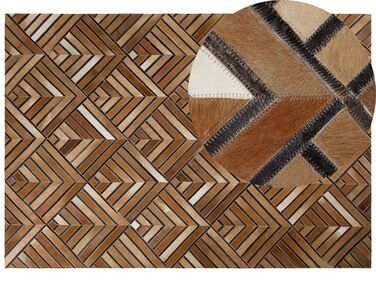 Dywan patchwork skórzany 160 x 230 cm brązowy TEKIR