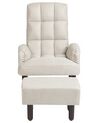 Linen Recliner Chair with Ottoman Beige OLAND_902023