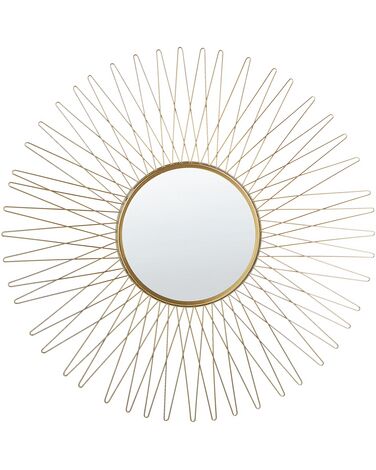Nástěnné zrcadlo ve tvaru slunce ø 70 cm zlaté SAUMUR