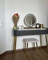 Konsolbord med 2 skuffer, LED spejl og skammel grå og guld SURIN_915844