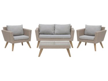 4 Seater PE Rattan Garden Sofa Set Grey VITTORIA