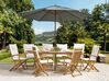 8 Seater Acacia Wood Garden Dining Set with Grey Parasol and Off-White Cushions MAUI_697627