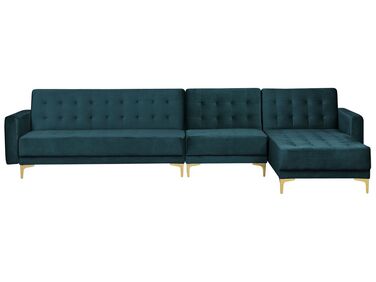 Left Hand Modular Velvet Sofa Teal ABERDEEN