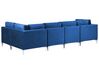 Canapé d'angle modulaire 5 places côté gauche en velours bleu marine EVJA_859894
