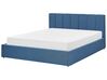 Fabric EU King Size Ottoman Bed Blue DREUX_861096