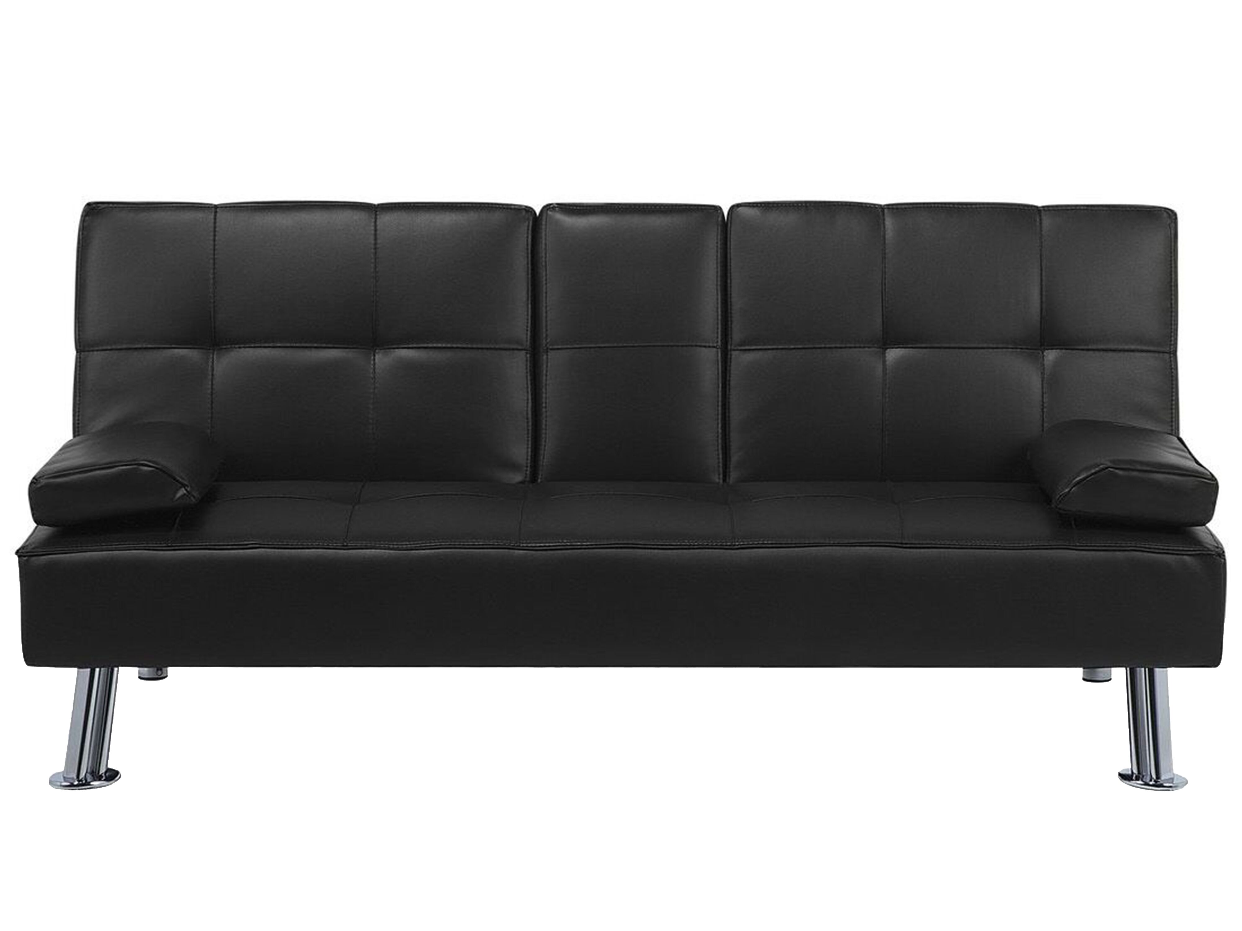 Sofá cama 3 plazas tapizado negro ROXEN | Beliani.es
