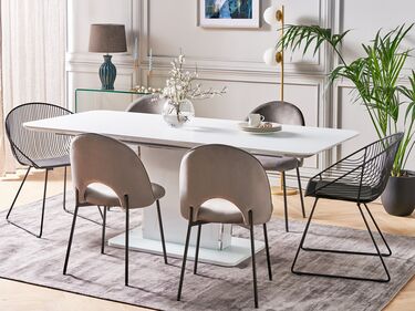 Extending Dining Table 160/200 x 90 cm Marble Effect with White MOIRA ...