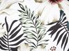 Coussin en velours à motif de feuilles blanc et vert 45 x 45 cm OKRA_834818