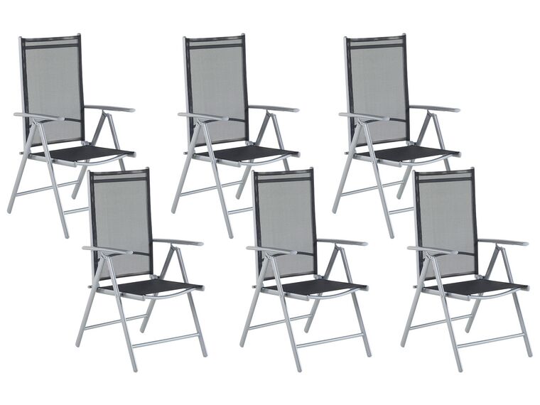Zestaw 6 krzeseł ogrodowych regulowanych czarny CATANIA_705110