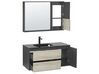 Meuble vasque avec miroir et cabinet 100 cm bois clair et noir TERUEL_821003