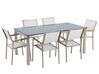 Conjunto de mesa com tampo em vidro preto 180 x 90 cm e 6 cadeiras brancas GROSSETO_677244