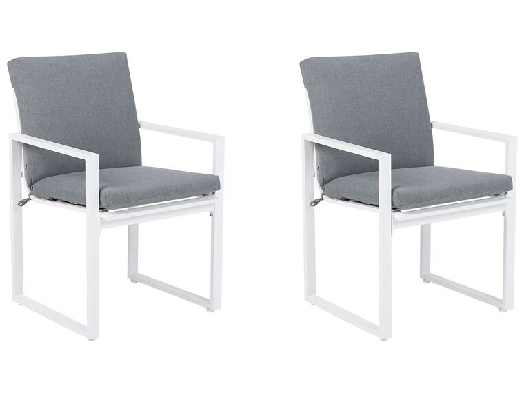 Conjunto de 2 cadeiras de jardim em alumínio cinzento e branco PANCOLE_739003