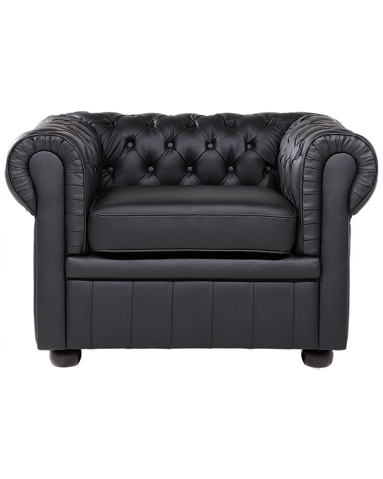 Leather Armchair Black CHESTERFIELD | Beliani.co.uk