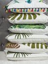Set of 2 Cotton Cushions Leaf Pattern 45 x 45 cm White and Green AZAMI_770912