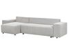 Canapé-lit d'angle à droite avec rangement en tissu gris clair LUSPA_901009