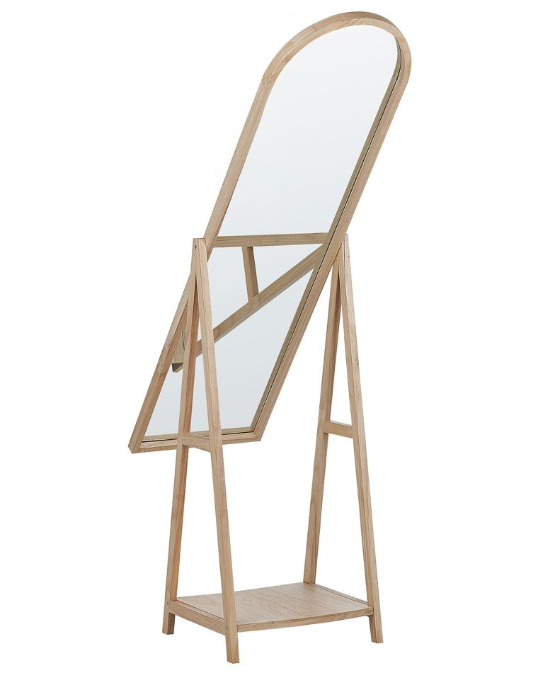 Standing Mirror with Shelf Light Wood CHAMBERY Beliani.at