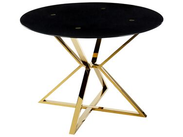 Glass Top Round Dining Table ⌀ 105 cm Black and Gold BOSCO