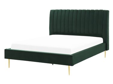 Łóżko welurowe 140 x 200 cm zielone MARVILLE