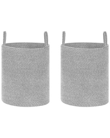 Textilkorb Baumwolle grau ⌀ 34 cm 2er Set SARYK
