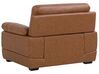 Soffgrupp 3-sits soffa + fåtölj läder guldbrun HORTEN_720739