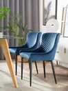 Conjunto de 2 sillas de comedor de terciopelo azul marino/negro SOLANO_752167