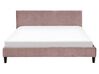 Łóżko welurowe 160 x 200 cm różowe FITOU_900408